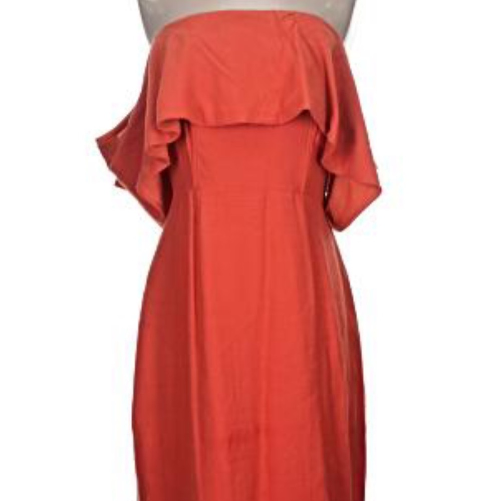 cupcakes & cashmere Coral Off the Shoulder Ruffle Dress - stunning spring summer